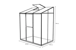 OUTFLEXX Verde Comfort Anlehn-Gewächshaus, schwarzer Rahmen, Aluminium/Polycarbonat, 160 x 105 x 190 cm, UV-beständig, pulverbeschichtet, mit Schiebetür