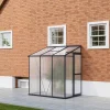 OUTFLEXX Verde Comfort Anlehn-Gewächshaus, schwarzer Rahmen, Aluminium pulverbeschichtet mit 4 mm Polycarbonatplatten, 192 x 125 x 210 cm, UV-beständig, mit Schiebetür und Belüftungsfenster
