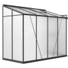 OUTFLEXX Verde Comfort Anlehn-Gewächshaus, schwarzer Rahmen, Aluminium/Polycarbonat, 265 x 125 x 210 cm, pulverbeschichtet, UV-Schutz, Schiebetür