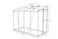 OUTFLEXX Verde Comfort Anlehn-Gewächshaus, schwarzer Rahmen, Aluminium/Polycarbonat, 265 x 125 x 210 cm, pulverbeschichtet, UV-Schutz, Schiebetür
