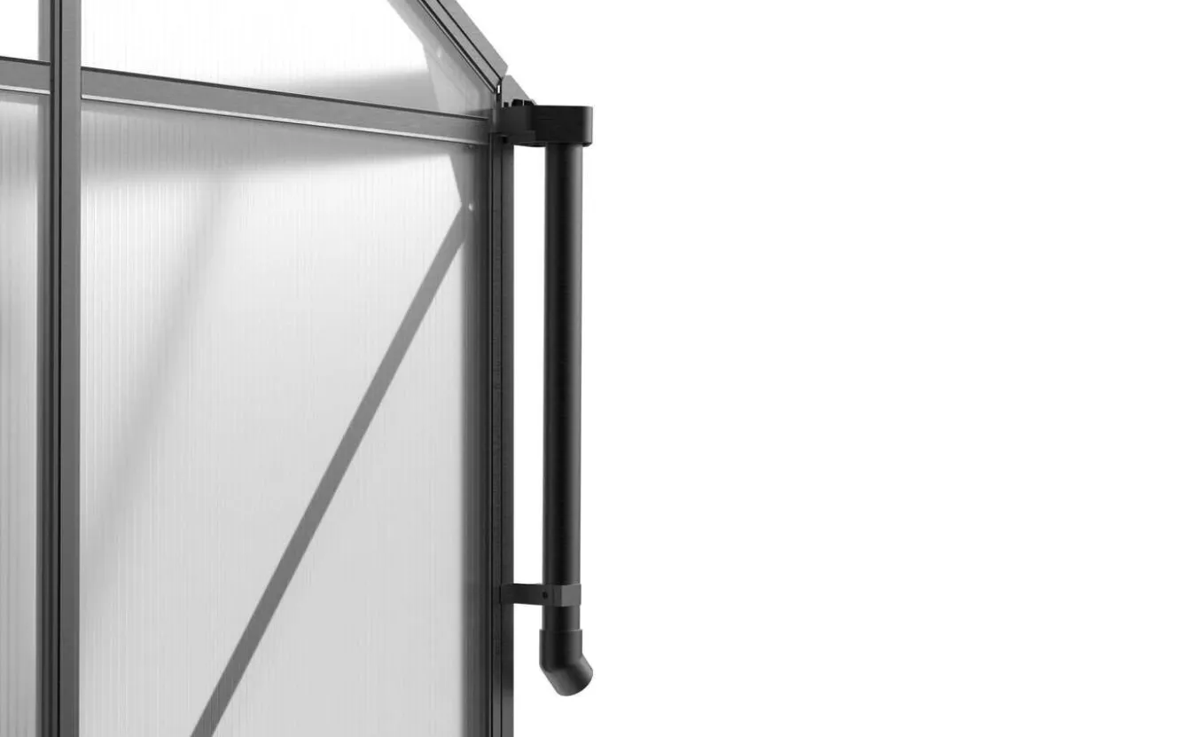 OUTFLEXX Verde Premium Gewächshaus, schwarzer Rahmen, Aluminium/Polycarbonat, 302 x 183 x 200 cm, pulverbeschichtet, Schiebetür, 2 Fenster, UV-beständig