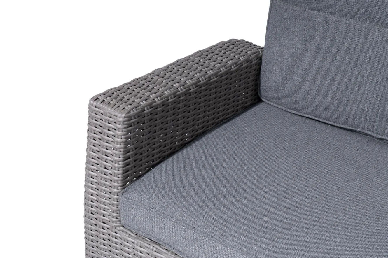 OUTFLEXX Vigo Comfort 3-Sitzer Speise-/Lounge-Sofa, stahlgrau-meliert, Polyrattan, 210x84x110cm, verstellbar