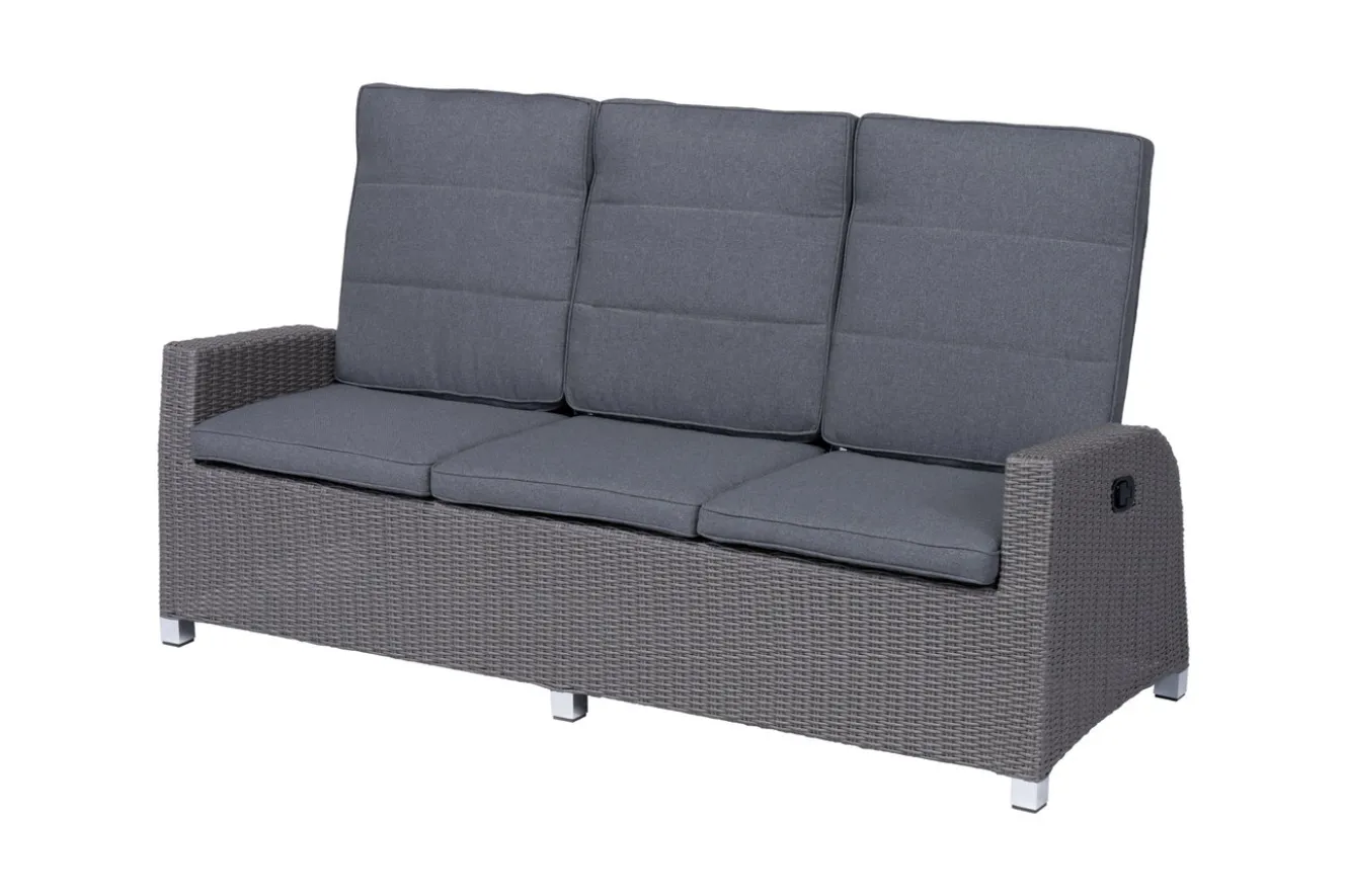 OUTFLEXX Vigo Comfort 3-Sitzer Speise-/Lounge-Sofa, stahlgrau-meliert, Polyrattan, 210x84x110cm, verstellbar