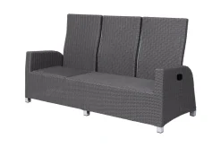 OUTFLEXX Vigo Comfort 3-Sitzer Speise-/Lounge-Sofa, stahlgrau-meliert, Polyrattan, 210x84x110cm, verstellbar