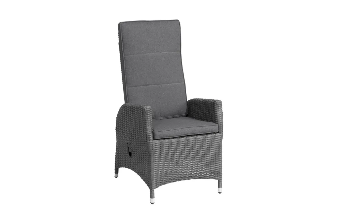 OUTFLEXX Vigo Dining-Sessel, stahlgrau-meliert, Polyrattan, 60x68x111cm, Rücken stufenlos verstellbar
