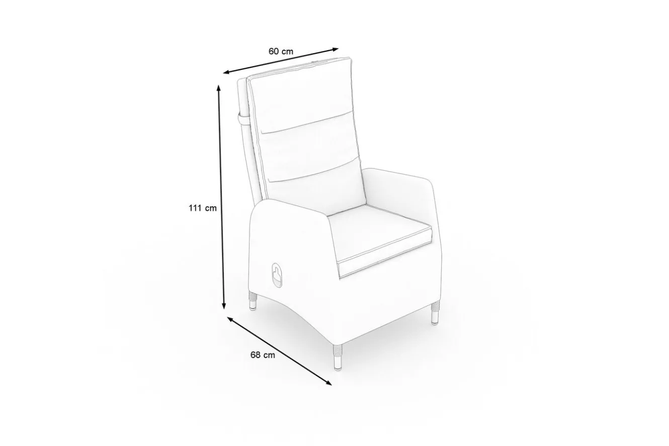 OUTFLEXX Vigo Dining-Sessel, stahlgrau-meliert, Polyrattan, 60x68x111cm, Rücken stufenlos verstellbar