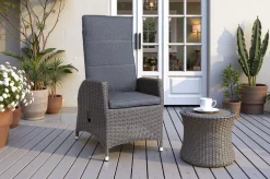 OUTFLEXX Vigo Dining-Sessel, stahlgrau-meliert, Polyrattan, 60x68x111cm, Rücken stufenlos verstellbar