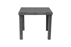 OUTFLEXX Vigo Dining-Tisch, stahlgrau-meliert, Alu/Polyrattan/Glas, 90x90x75cm, pulverbeschichtet