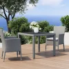 OUTFLEXX Vigo Garten-Essgruppe, stahlgrau-meliert/grau, Alu/Polyrattan/Glas, Tisch 90 x 90 cm, 2 Sessel, Polster Inklusive, Pulverbeschichtet