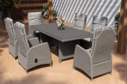 OUTFLEXX Vigo Garten-Essgruppe, 6 Personen, inkl. Kissen, 200x95cm, Polyrattan