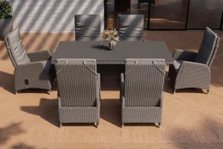 OUTFLEXX Vigo Garten-Essgruppe, 6 Personen, inkl. Kissen, 200x95cm, Polyrattan