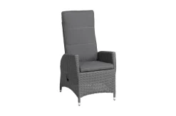 OUTFLEXX Vigo Garten-Essgruppe, grau/schiefergrau, Aluminium/Polyrattan/Glas, 200 x 95 cm, 6 verstellbare Sessel