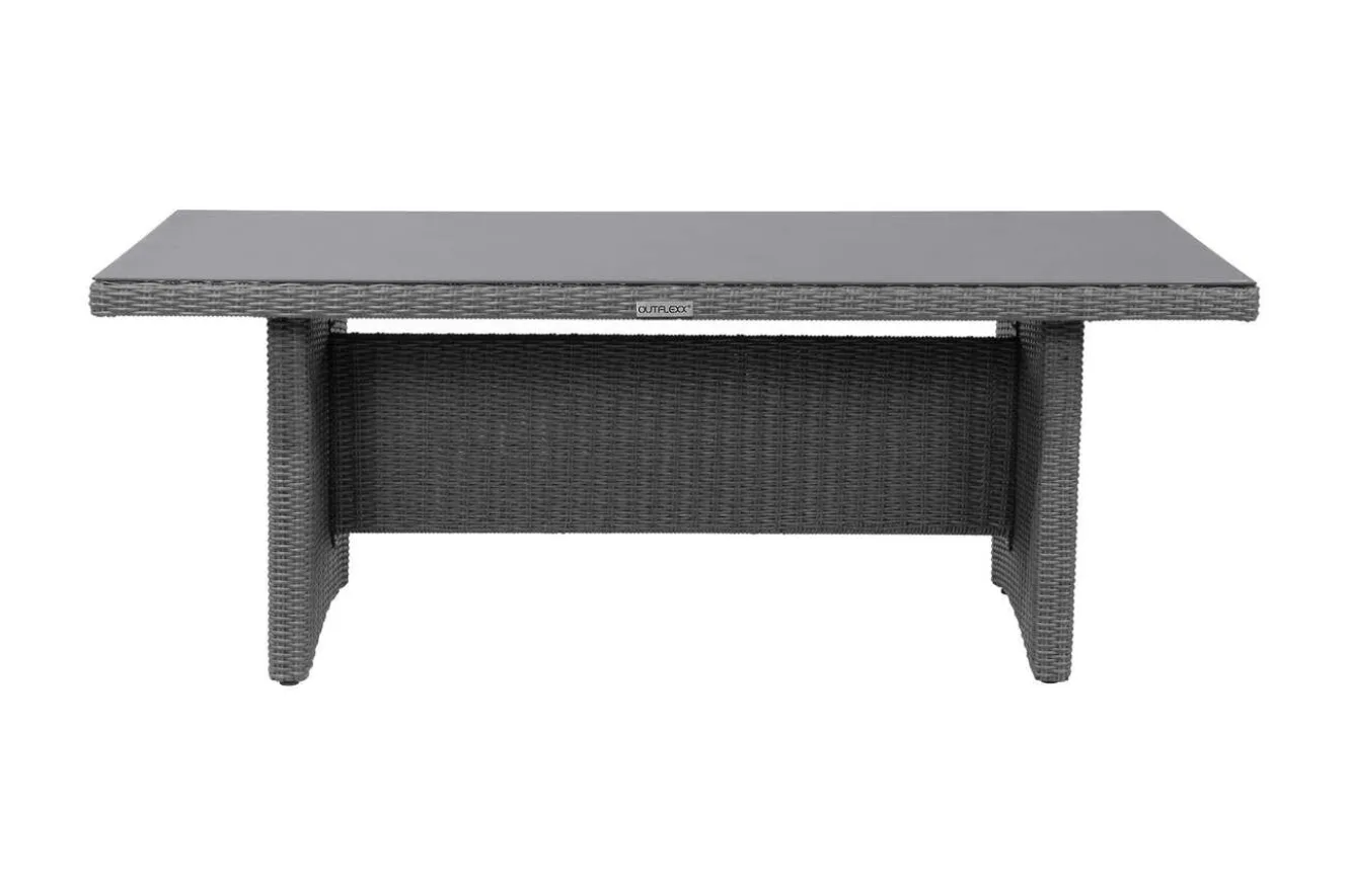 OUTFLEXX Vigo Gartentisch, 8 Personen, 200x95cm, Alu/Polyrattan, Sicherheitsglas