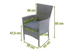 OUTFLEXX Vigo Stapelsessel, stahlgrau-meliert, Alu/Polyrattan, 59x62x92 cm, inkl. Auflagen, stapelbar