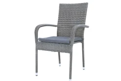 OUTFLEXX Vigo Stapelstuhl, stahlgrau-meliert, Polyrattan, 56x64x92 cm, inkl. Auflagen, stapelbar