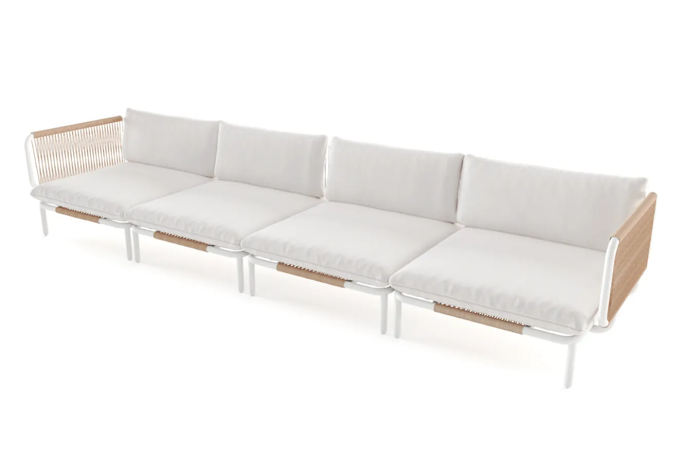 OUTFLEXX Visby Gartenlounge 4-teilig, creme/weiß, Alu/Stahl, inkl. Polster, abnehmbare Bezüge, elektrophoretisch beschichtet