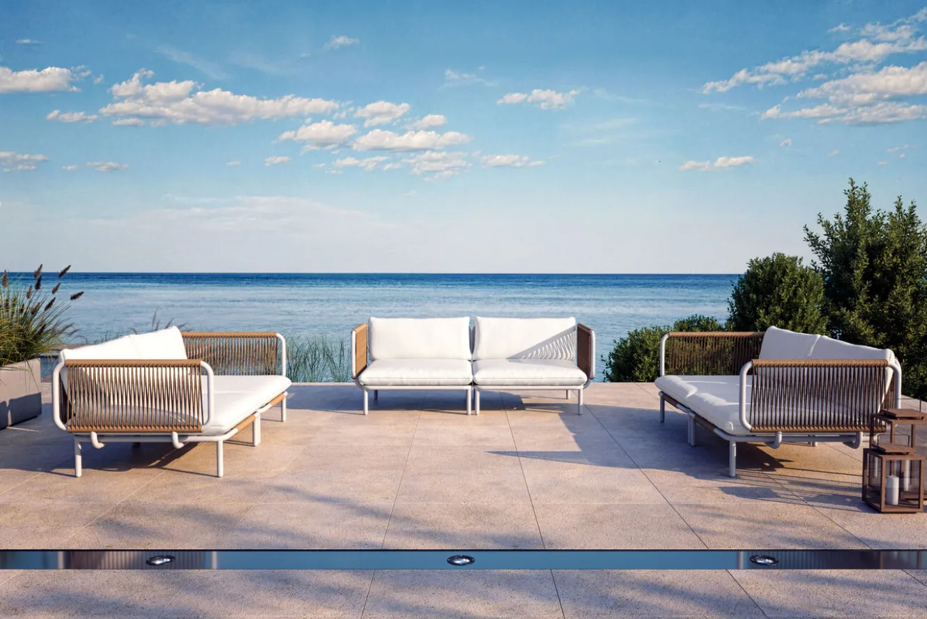 OUTFLEXX Visby Gartenlounge 6-teilig, creme/weiß, Alu/Stahl, inkl. Kissen, elektrophoretisch beschichtet