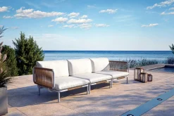 OUTFLEXX Visby Gartenlounge 3-teilig, creme/weiß, Alu/Stahl, inkl. Polster, abnehmbare Bezüge,elektrophoretisch beschichtet