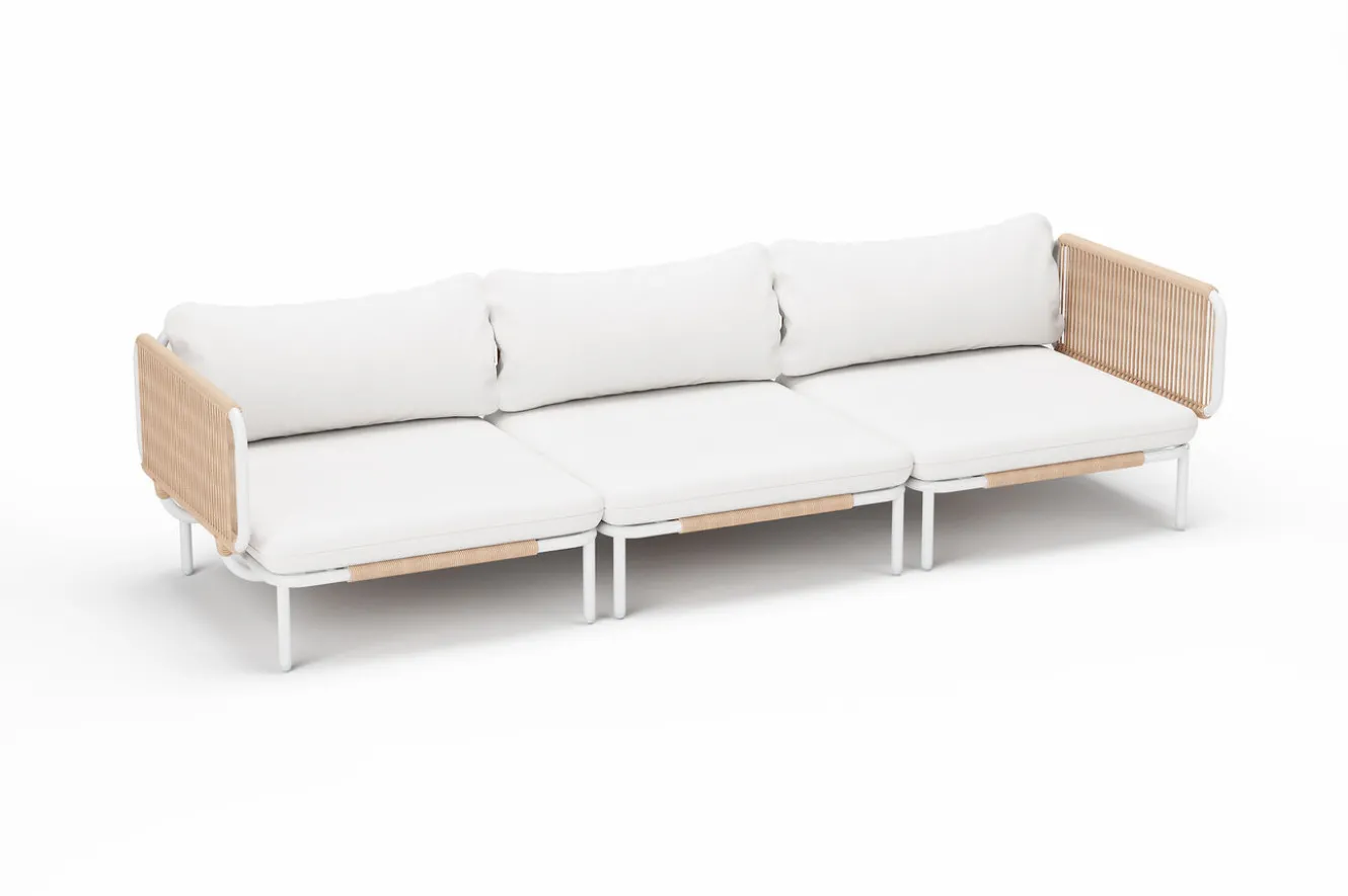 OUTFLEXX Visby Gartenlounge 3-teilig, creme/weiß, Alu/Stahl, inkl. Polster, abnehmbare Bezüge,elektrophoretisch beschichtet