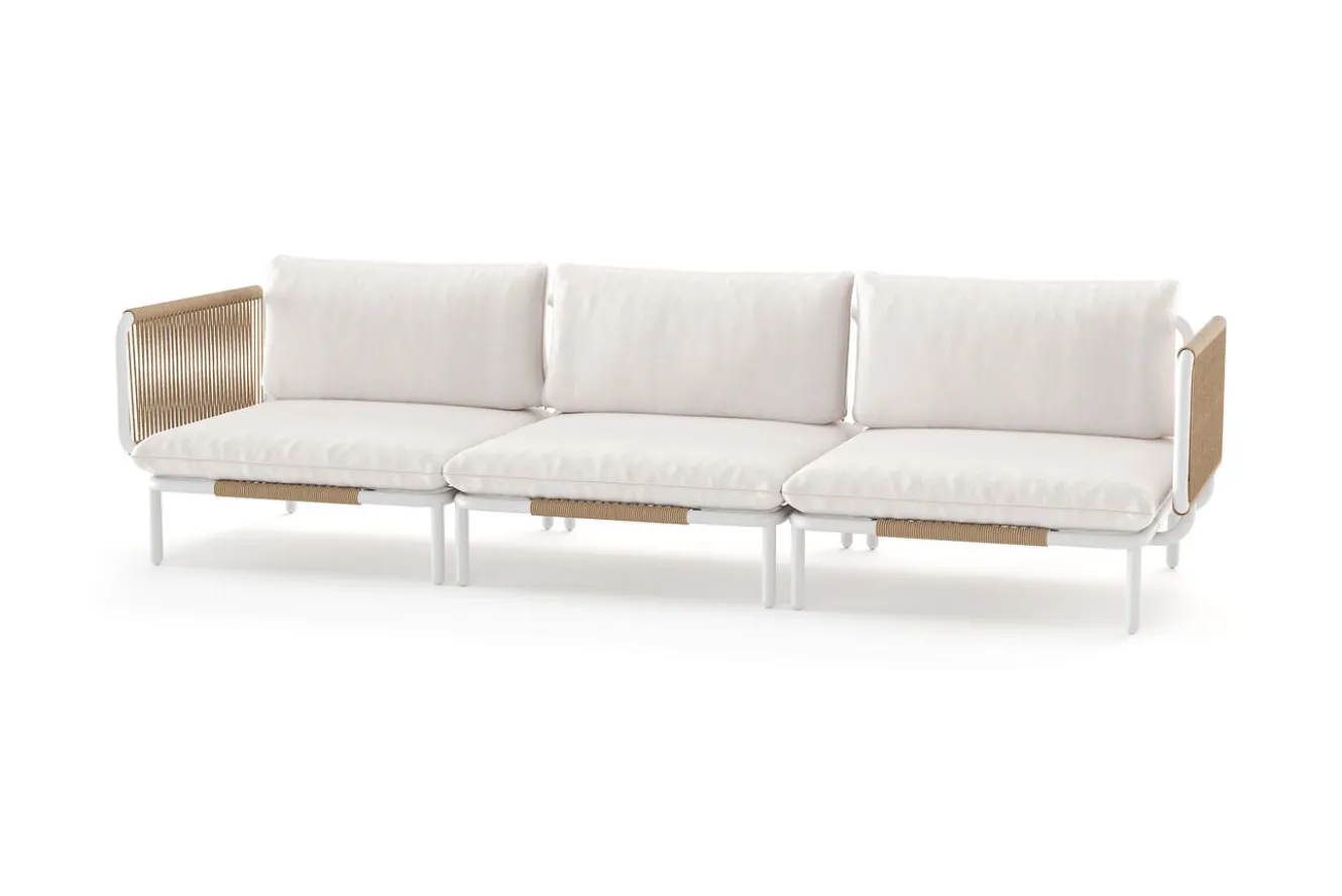 OUTFLEXX Visby Gartenlounge 3-teilig, creme/weiß, Alu/Stahl, inkl. Polster, abnehmbare Bezüge,elektrophoretisch beschichtet