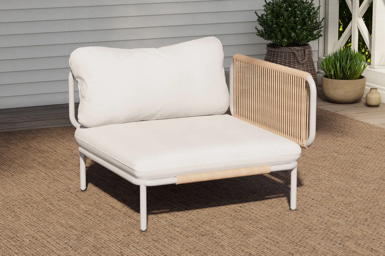 OUTFLEXX Visby Loungesofa Eckteil, creme/weiß, Alu/Stahl, inkl. Kissen, elektrophoretisch beschichtet