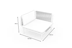 OUTFLEXX Visby Loungesofa Eckteil, creme/weiß, Alu/Stahl, inkl. Kissen, elektrophoretisch beschichtet