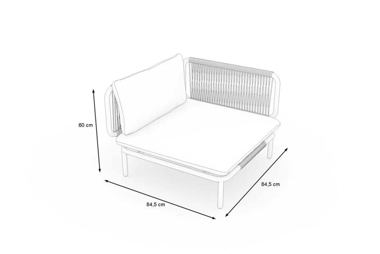 OUTFLEXX Visby Loungesofa Eckteil, creme/weiß, Alu/Stahl, inkl. Kissen, elektrophoretisch beschichtet