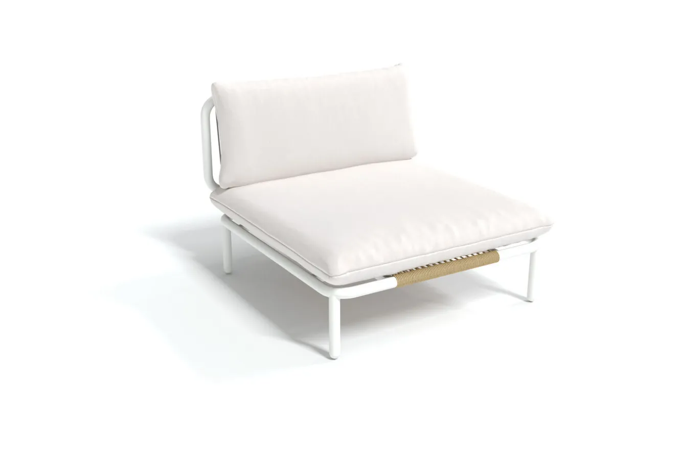 OUTFLEXX Visby Loungesofa Mittelteil, creme/weiß, Alu/Stahl, inkl. Kissen, elektrophoretisch beschichtet