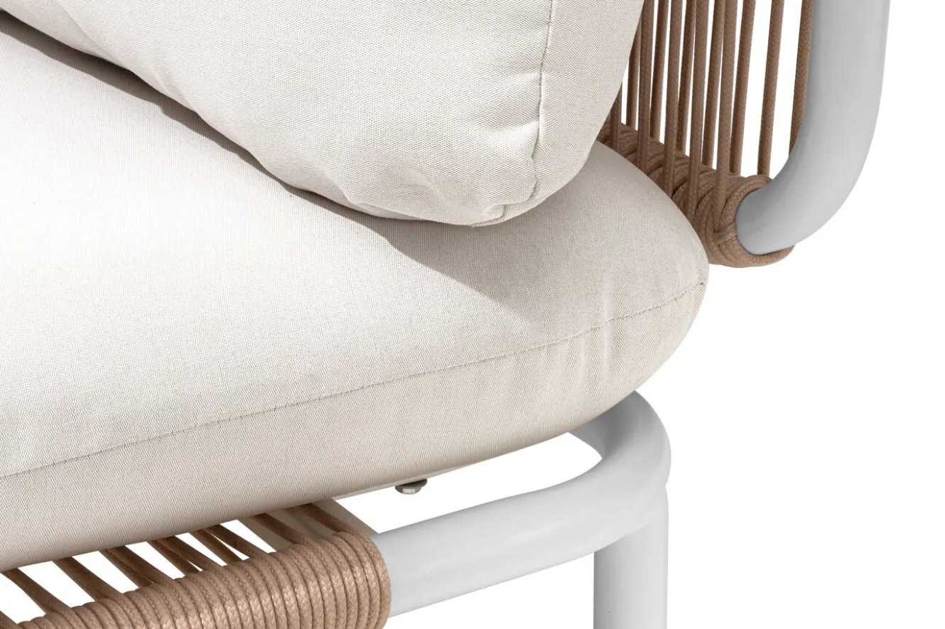 OUTFLEXX Visby Loungesofa Mittelteil, creme/weiß, Alu/Stahl, inkl. Kissen, elektrophoretisch beschichtet