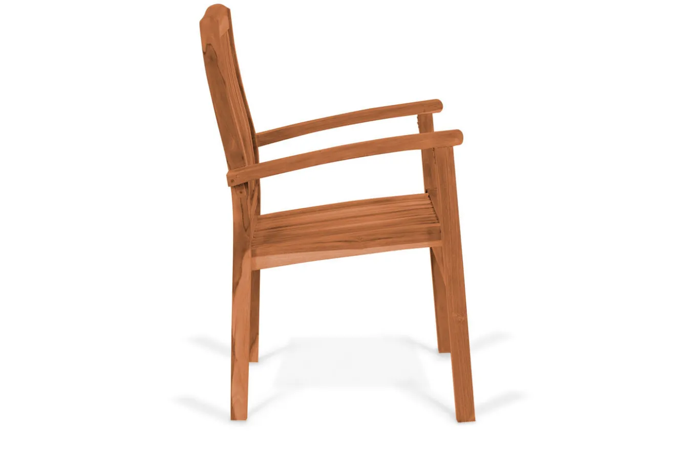 OUTFLEXX Washington Stapelsessel, natur, Teakholz, 62 x 56 x 92 cm