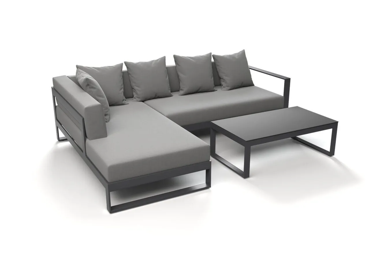 OUTFLEXX Willis Ecklounge, anthrazit matt, Aluminium/Polyester, 5 Personen, inkl. Beistelltisch
