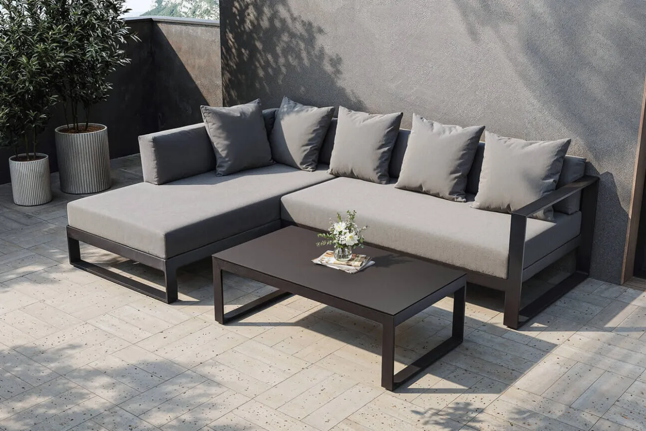 OUTFLEXX Willis Ecklounge, anthrazit matt, Aluminium/Polyester, 5 Personen, inkl. Beistelltisch