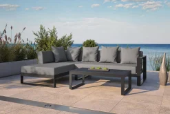 OUTFLEXX Willis Ecklounge, anthrazit matt, Aluminium/Polyester, 5 Personen, inkl. Beistelltisch