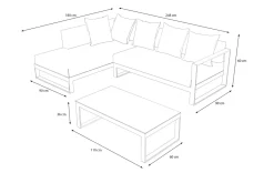 OUTFLEXX Willis Ecklounge, silber, Aluminium/Polyester, 5 Personen, inkl. Beistelltisch