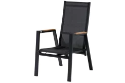 OUTFLEXX Zadar Garten-Essgruppe, anthrazit/natur, Teak/Aluminium/Polyester, Tisch 200 x 100 cm, inkl. 6 Sessel