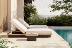 ploss Aurora Gartenliegen 2er-Set, anthrazit/pale silver, Alu/Polyester/Schaumstoff, 200 x 80 cm, 6-fach verstellbar, inkl. Beistelltisch