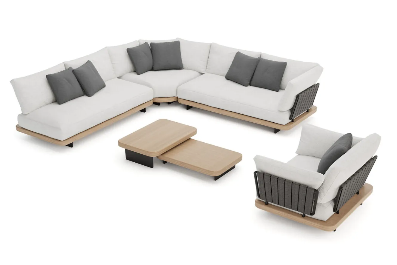 ploss Aurora L Gartenlounge, anthrazit/pale silver, Alu/Polyester/Rope, ink. Polster