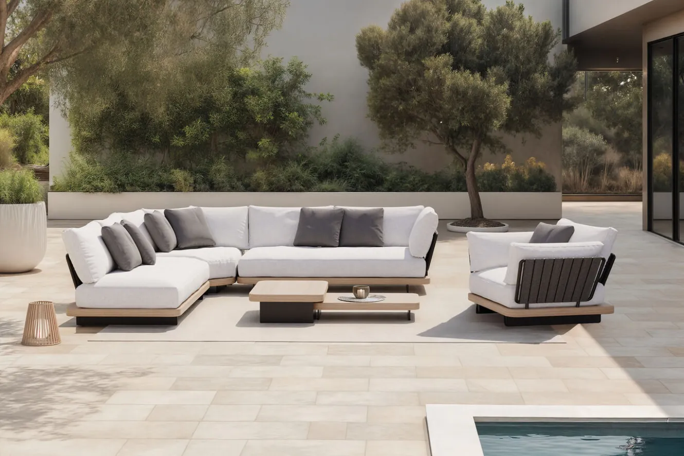 ploss Aurora L Gartenlounge, anthrazit/pale silver, Alu/Polyester/Rope, ink. Polster