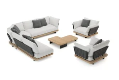 ploss Aurora XL Gartenlounge, anthrazit/pale silver, Alu/Polyester/Rope, großzügige Sitzfläche, Holzdekor