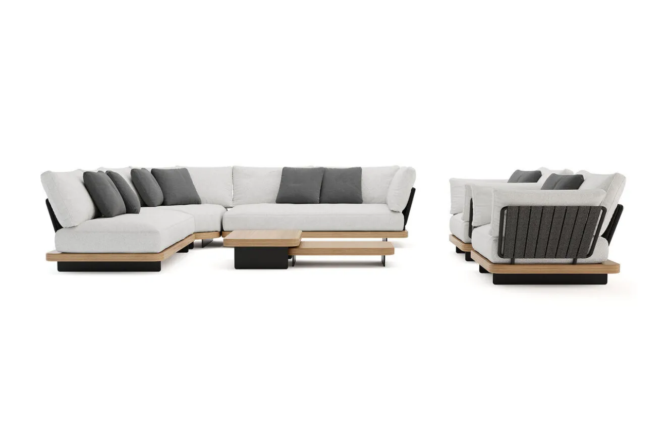 ploss Aurora XL Gartenlounge, anthrazit/pale silver, Alu/Polyester/Rope, großzügige Sitzfläche, Holzdekor