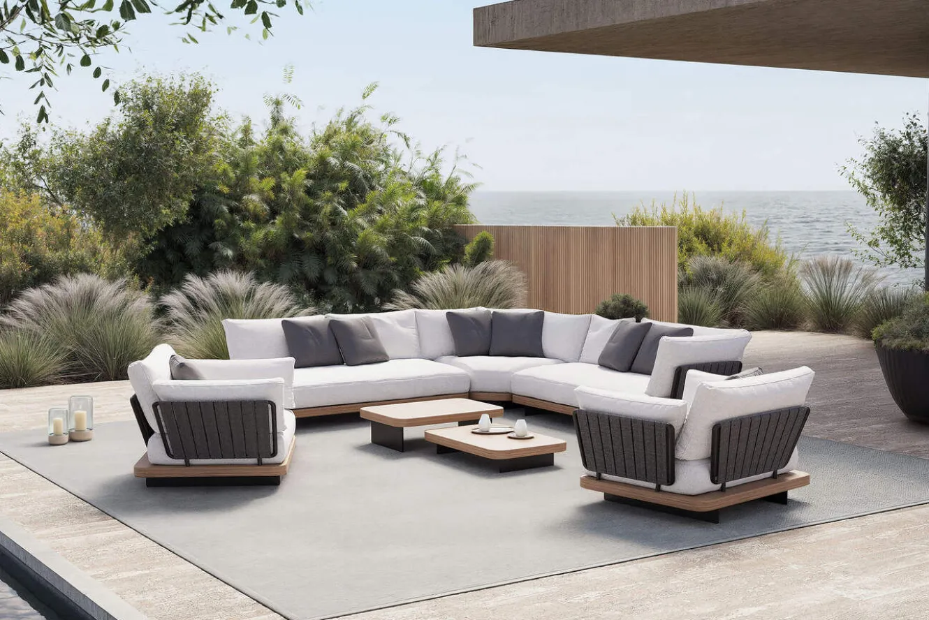 ploss Aurora XL Gartenlounge, anthrazit/pale silver, Alu/Polyester/Rope, großzügige Sitzfläche, Holzdekor
