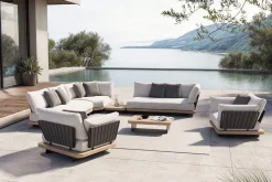 ploss Aurora XL Gartenlounge, anthrazit/pale silver, Alu/Polyester/Rope, großzügige Sitzfläche, Holzdekor