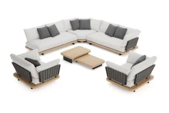 ploss Aurora XL Gartenlounge, anthrazit/pale silver, Alu/Polyester/Rope, großzügige Sitzfläche, Holzdekor