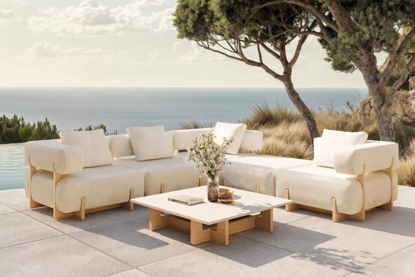 ploss Epoque M Gartenlounge, beige/cloud weave, Alu/Polyester/Schaumstoff, inkl. Polster