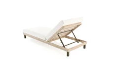 ploss Lunare Gartenliege, cashmere sand/anthrazit, Alu/Polyester/Schaumstoff, Holzdekor, 205 x 70, verstellbar, inkl. Polster