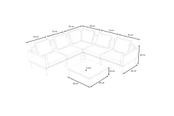 ploss Lunare Light Gartenlounge, cashmere sand/anthrazit, Aluminium, Tisch 86 x 86 cm, Holzdekor, Quick Dry Foam