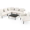 ploss Lunare Light Plus Gartenlounge, cashmere sand/anthrazit, Aluminium, Tisch 86 x 86 cm, Holzdekor, inkl. Einzelsessel