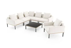 ploss Lunare Light Plus Gartenlounge, cashmere sand/anthrazit, Aluminium, Tisch 86 x 86 cm, Holzdekor, inkl. Einzelsessel