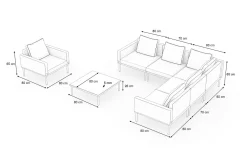 ploss Lunare Light Plus Gartenlounge, cashmere sand/anthrazit, Aluminium, Tisch 86 x 86 cm, Holzdekor, inkl. Einzelsessel