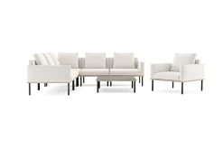 ploss Lunare Light Plus Gartenlounge, cashmere sand/anthrazit, Aluminium, Tisch 86 x 86 cm, Holzdekor, inkl. Einzelsessel
